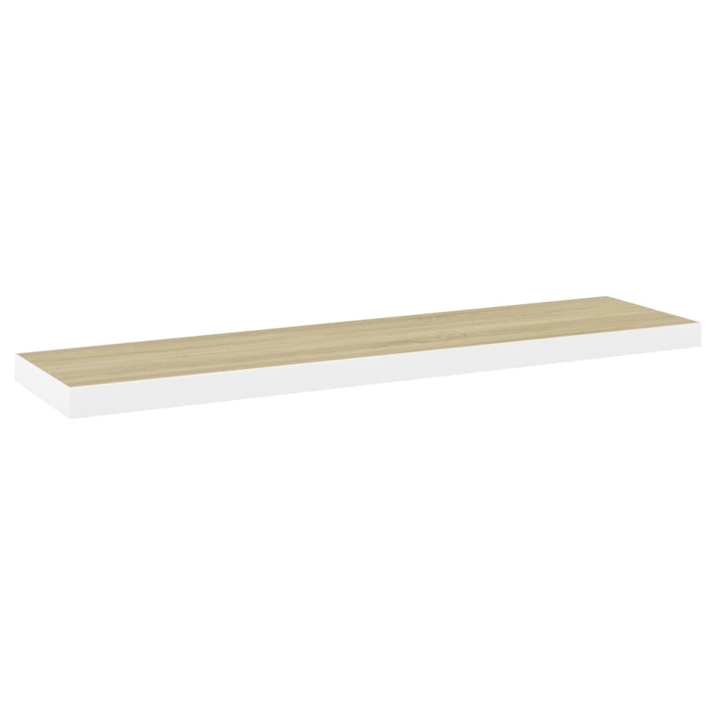 Floating Wall Shelf Oak and White 120x23.5x3.8 cm MDF