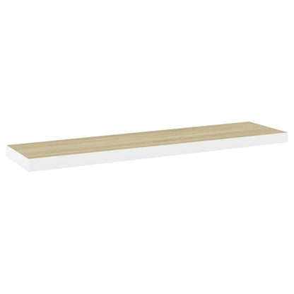 Floating Wall Shelf Oak and White 120x23.5x3.8 cm MDF