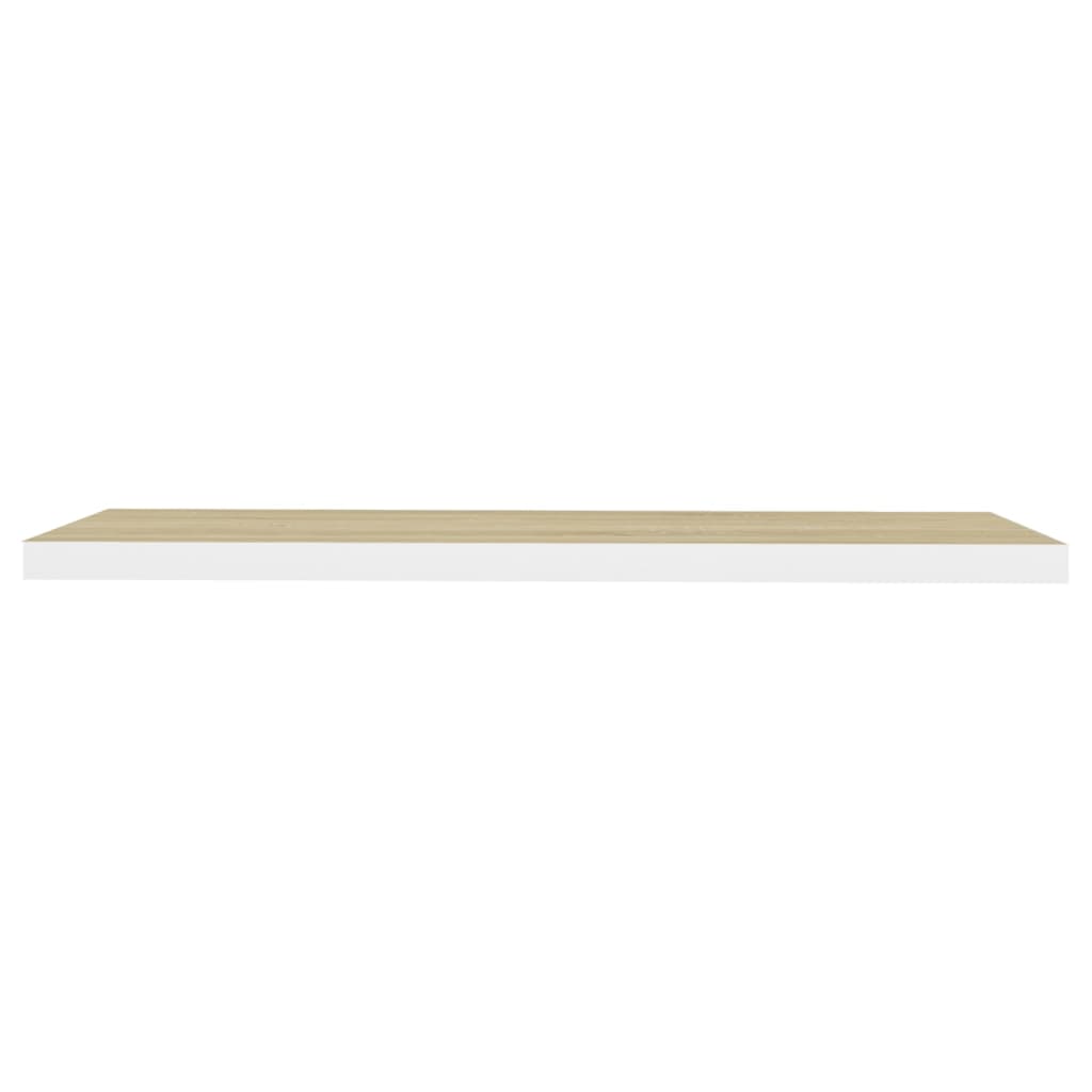 Floating Wall Shelf Oak and White 120x23.5x3.8 cm MDF