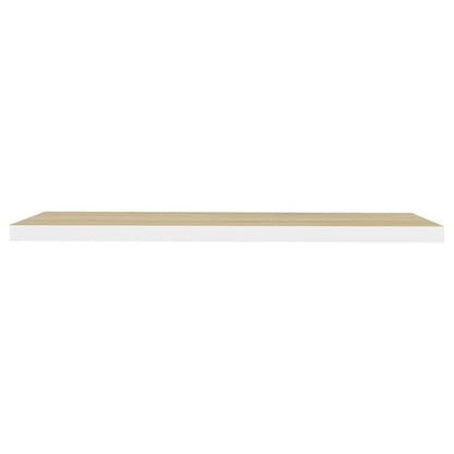 Floating Wall Shelf Oak and White 120x23.5x3.8 cm MDF