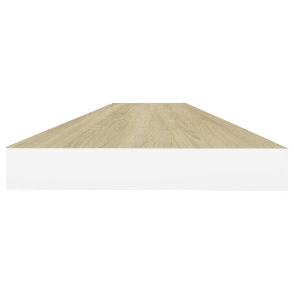 Floating Wall Shelf Oak and White 120x23.5x3.8 cm MDF