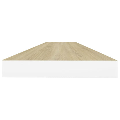 Floating Wall Shelf Oak and White 120x23.5x3.8 cm MDF