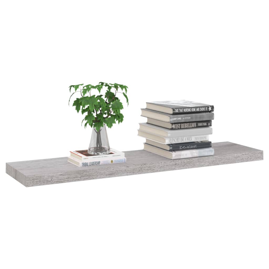 Floating Wall Shelves 2 pcs Concrete Grey 90x23.5x3.8 cm MDF