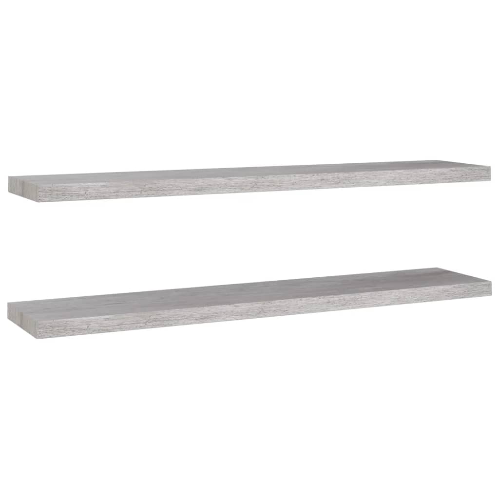 Floating Wall Shelves 2 pcs Concrete Grey 120x23.5x3.8 cm MDF