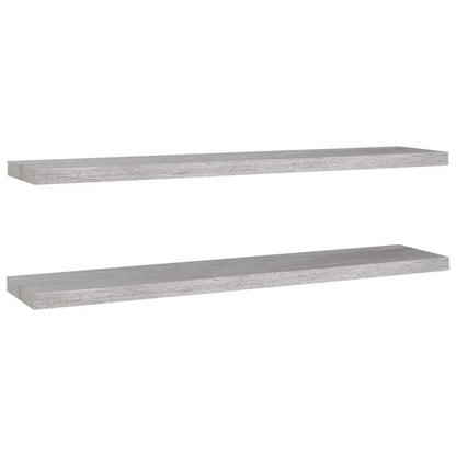 Floating Wall Shelves 2 pcs Concrete Grey 120x23.5x3.8 cm MDF