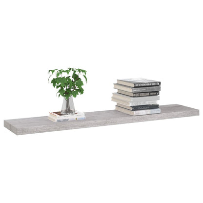 Floating Wall Shelves 2 pcs Concrete Grey 120x23.5x3.8 cm MDF