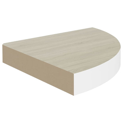 Wall Corner Shelves 2 pcs Oak and White 25x25x3.8 cm MDF