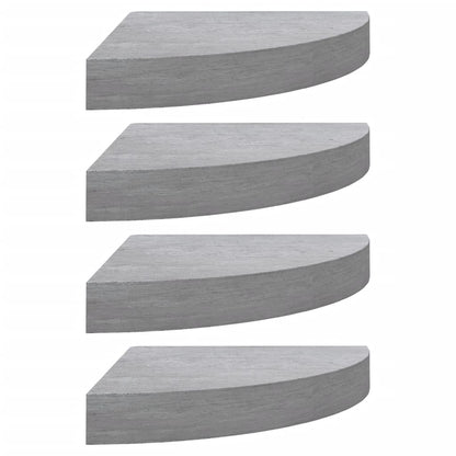 Wall Corner Shelves 4 pcs Concrete Grey 25x25x3.8 cm MDF