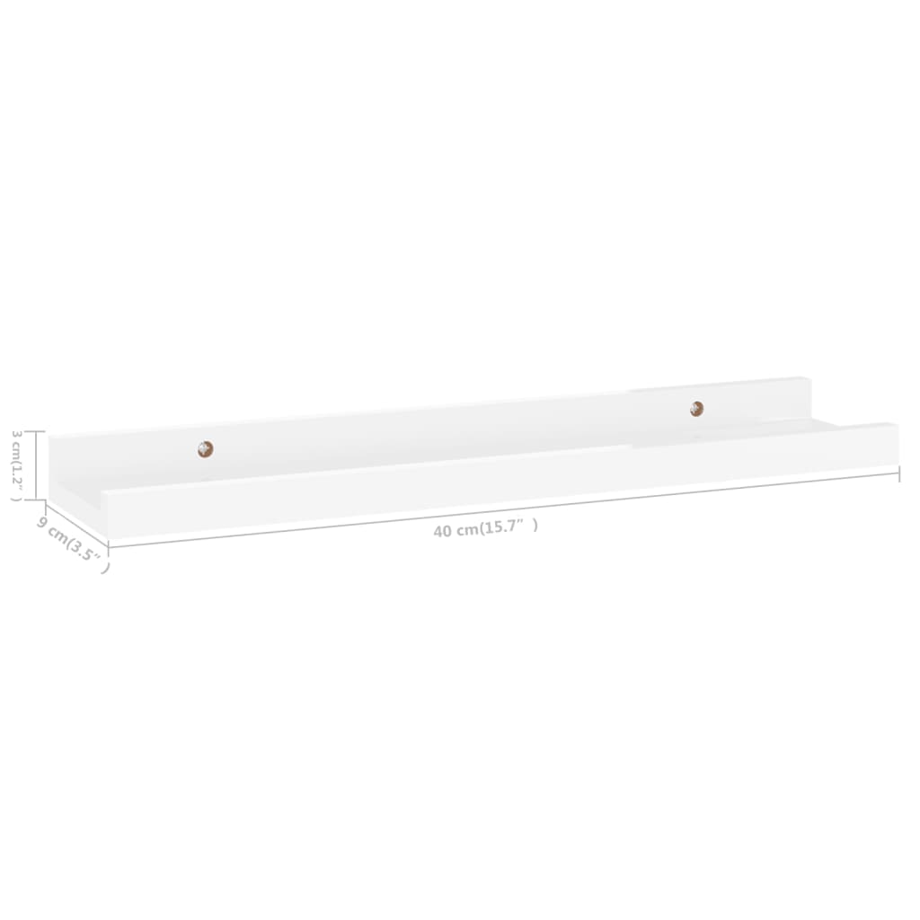 Wall Shelves 2 pcs High Gloss White 40x9x3 cm