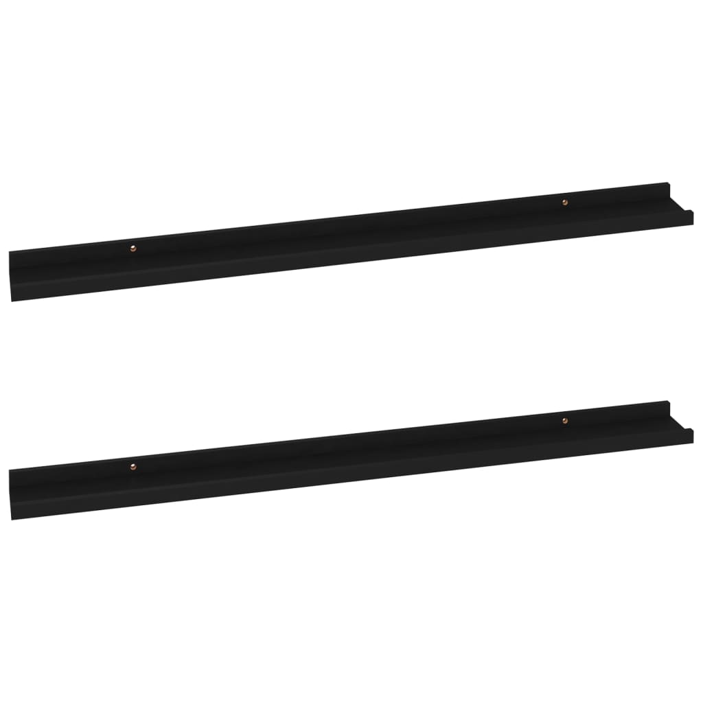 Wall Shelves 2 pcs Black 100x9x3 cm