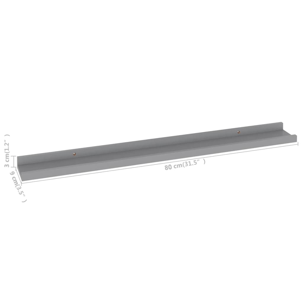 Wall Shelves 4 pcs Grey 80x9x3 cm