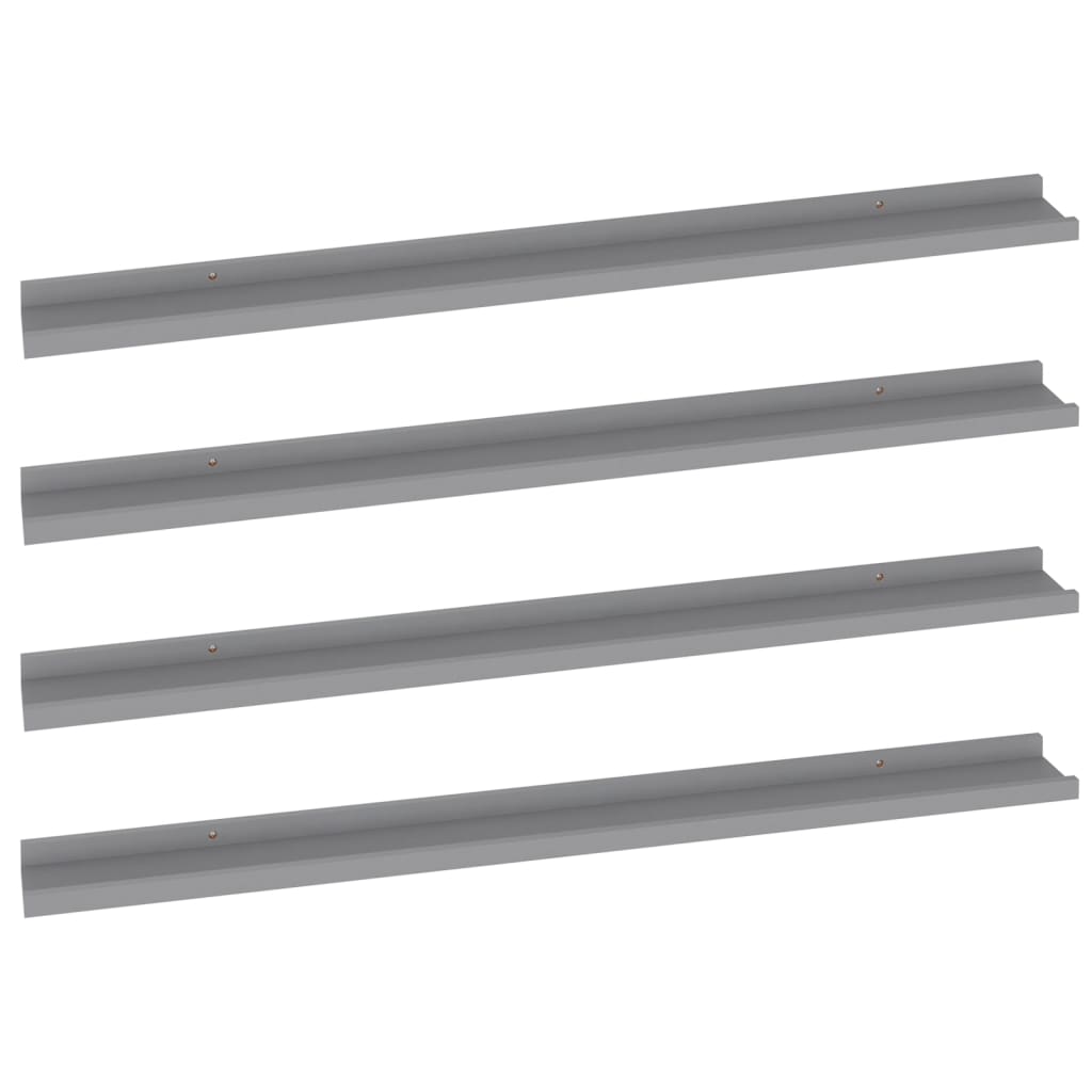 Wall Shelves 4 pcs Grey 100x9x3 cm