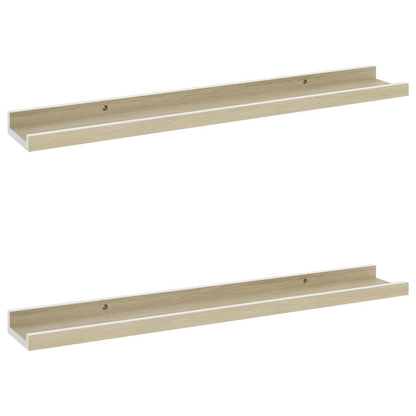 Wall Shelves 2 pcs White and Sonoma Oak 60x9x3 cm