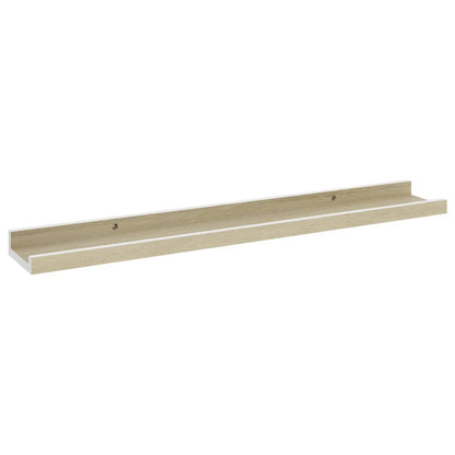 Wall Shelves 2 pcs White and Sonoma Oak 60x9x3 cm