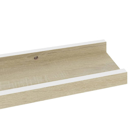 Wall Shelves 2 pcs White and Sonoma Oak 60x9x3 cm