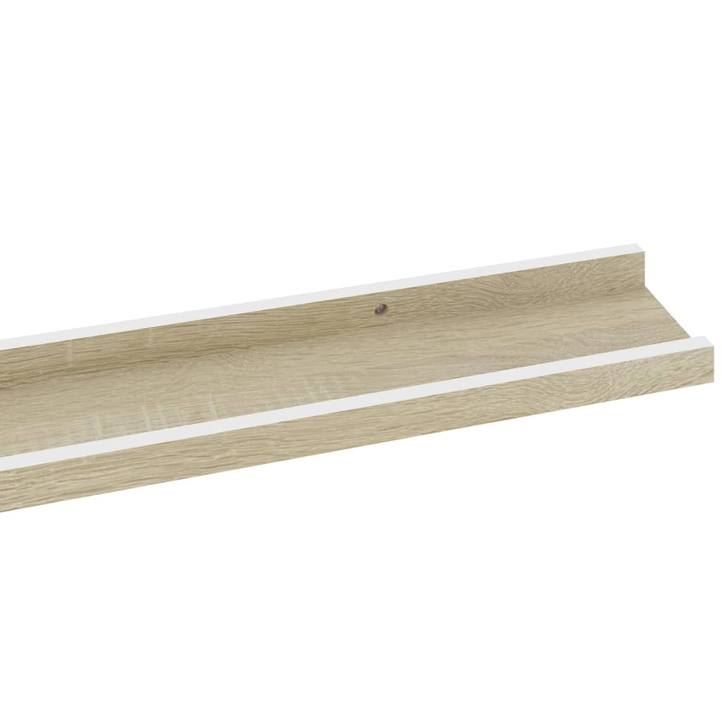 Wall Shelves 4 pcs White and Sonoma Oak 115x9x3 cm