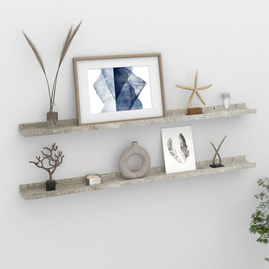 Wall Shelves 2 pcs Concrete Grey 100x9x3 cm