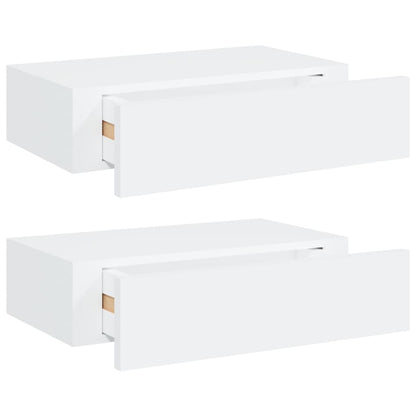 Wall-mounted Drawer Shelves 2 pcs White 40x23.5x10 cm MDF