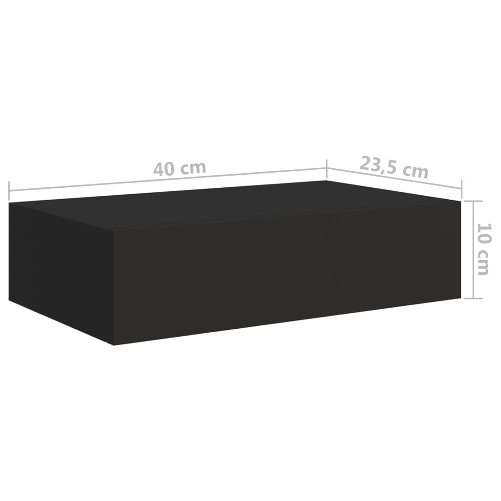 Wall-mounted Drawer Shelf Black 40x23.5x10cm MDF