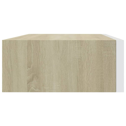 Wall-mounted Drawer Shelf Oak and White 40x23.5x10cm MDF