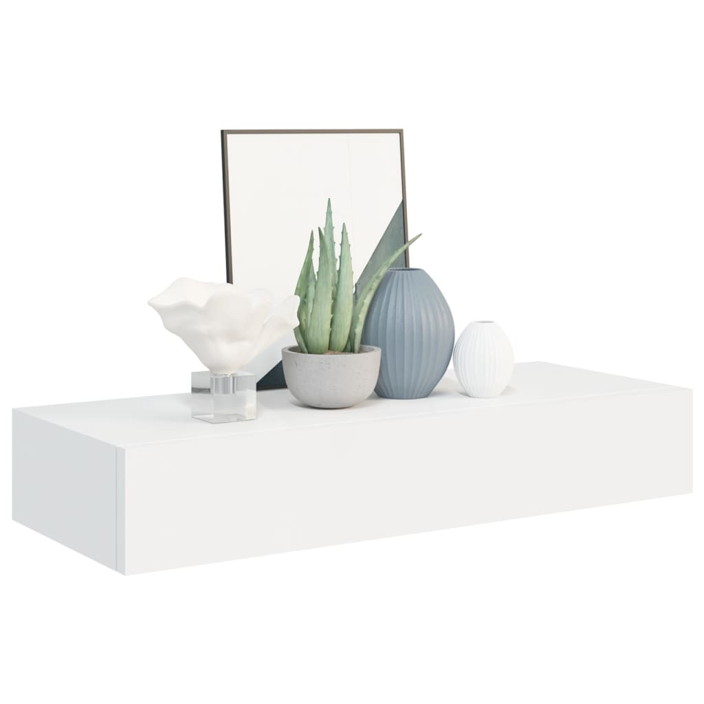 Wall-mounted Drawer Shelf White 60x23.5x10 cm MDF