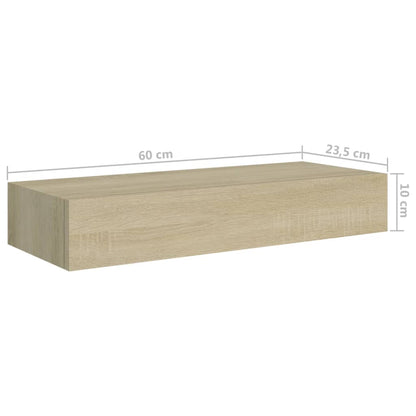 Wall-mounted Drawer Shelf Oak 60x23.5x10cm MDF