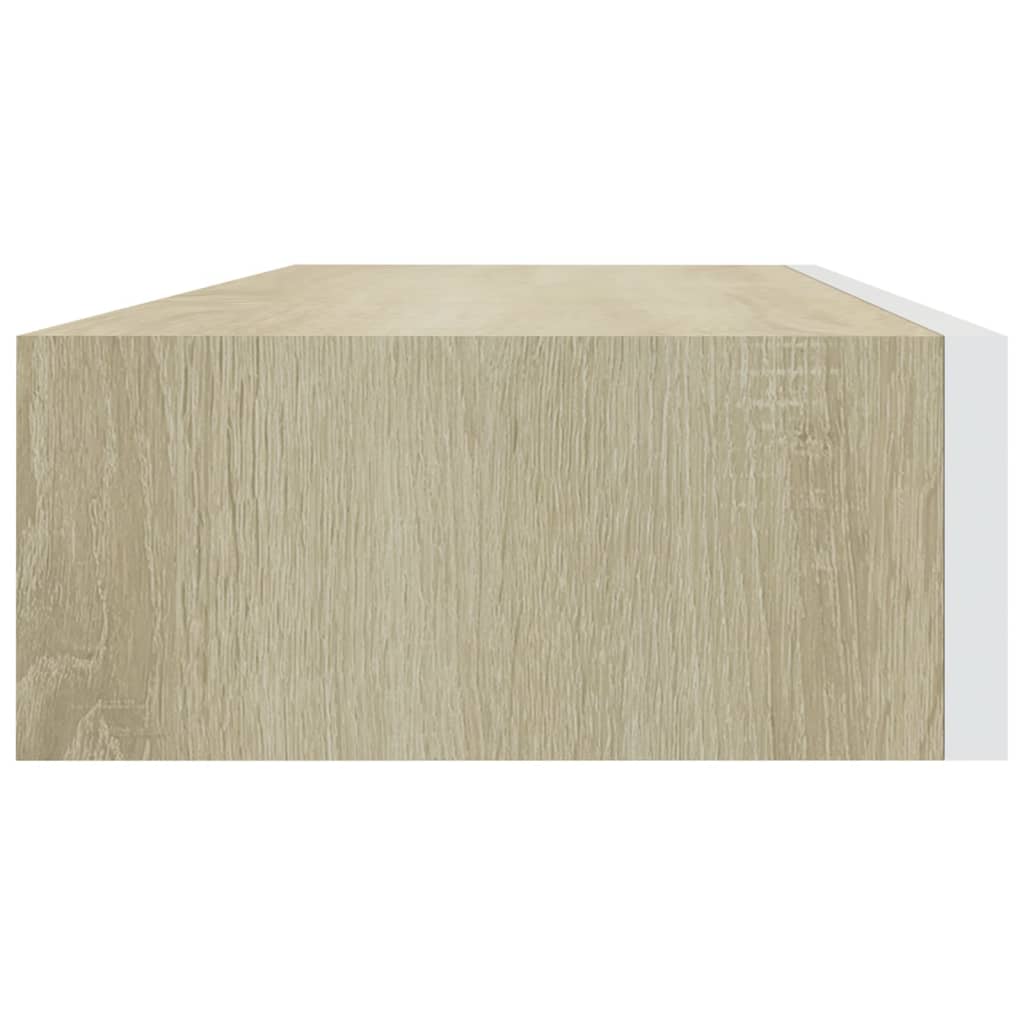 Wall-mounted Drawer Shelf Oak and White 60x23.5x10cm MDF