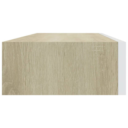 Wall-mounted Drawer Shelf Oak and White 60x23.5x10cm MDF