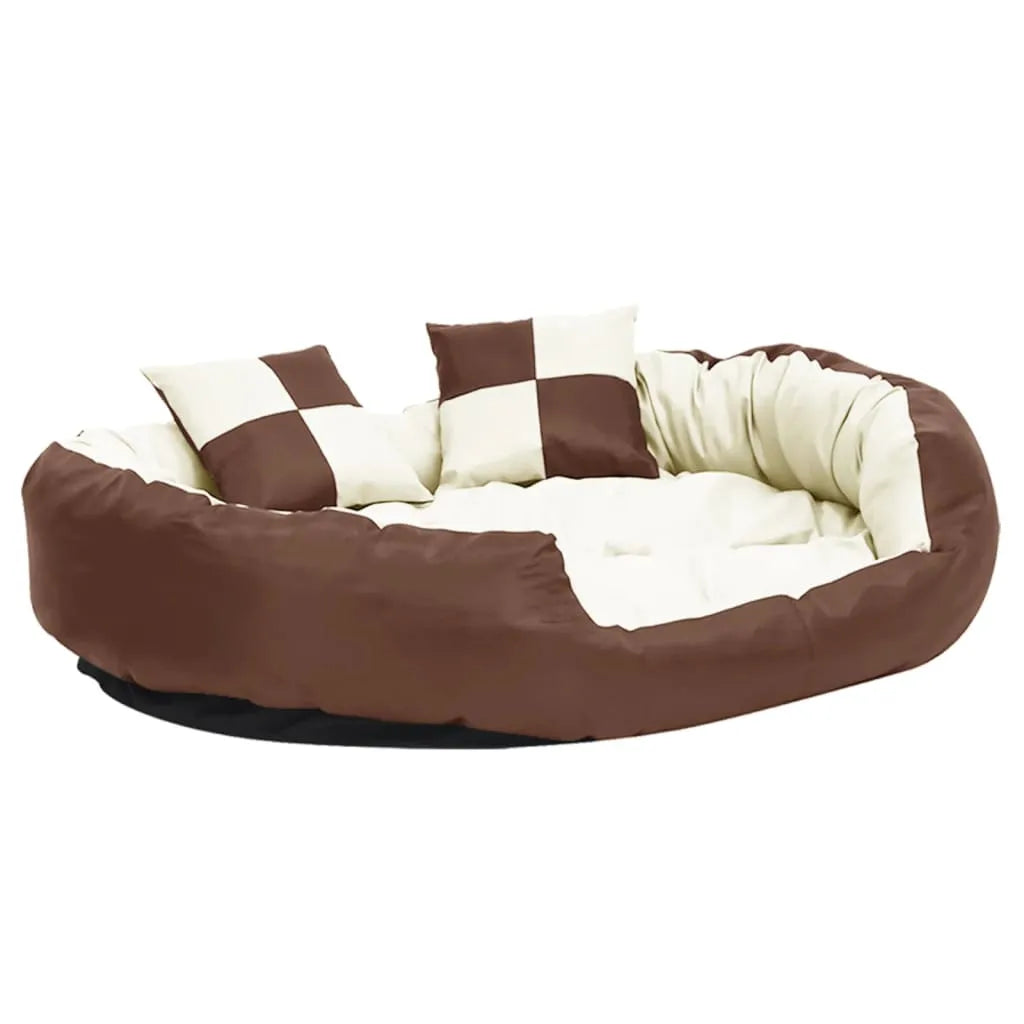 Reversible & Washable Dog Cushion Brown and Cream 110x80x23 cm