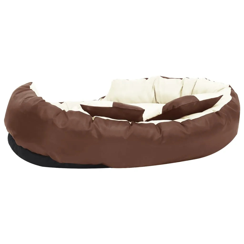 Reversible & Washable Dog Cushion Brown and Cream 110x80x23 cm