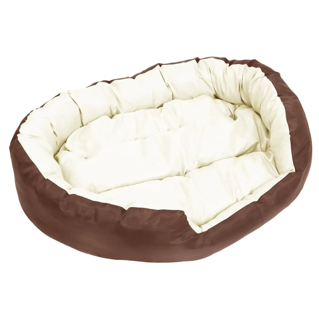 Reversible & Washable Dog Cushion Brown and Cream 110x80x23 cm