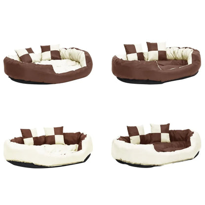 Reversible & Washable Dog Cushion Brown and Cream 110x80x23 cm