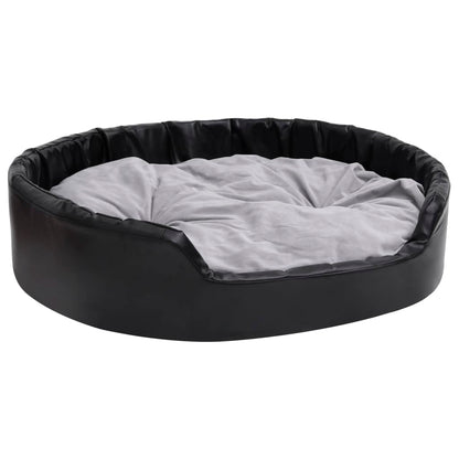 Dog Bed Black and Grey 99x89x21 cm Plush and Faux Leather