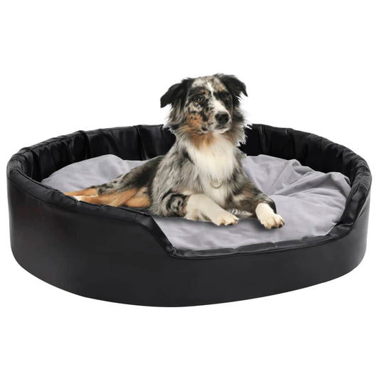 Dog Bed Black and Grey 99x89x21 cm Plush and Faux Leather