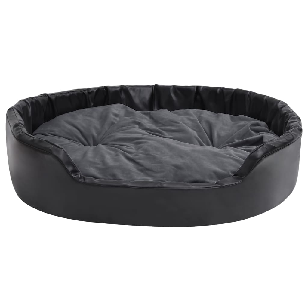 Dog Bed Black and Dark Grey 99x89x21 cm Plush and Faux Leather