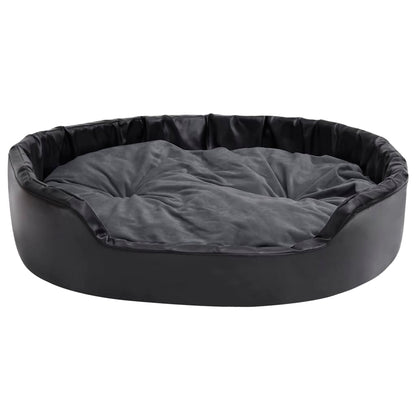 Dog Bed Black and Dark Grey 99x89x21 cm Plush and Faux Leather