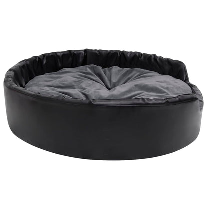 Dog Bed Black and Dark Grey 99x89x21 cm Plush and Faux Leather