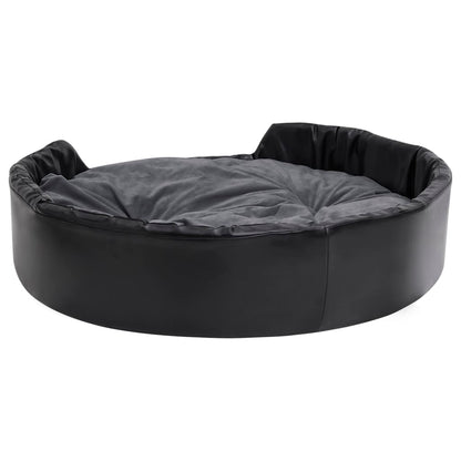 Dog Bed Black and Dark Grey 99x89x21 cm Plush and Faux Leather