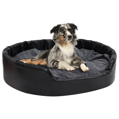 Dog Bed Black and Dark Grey 99x89x21 cm Plush and Faux Leather