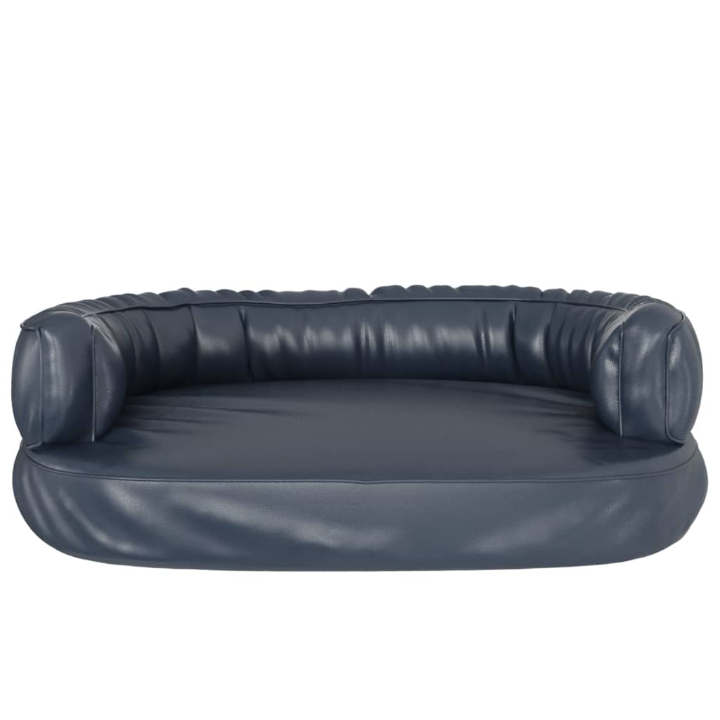 Ergonomic Foam Dog Bed Dark Blue 75x53 cm Faux Leather