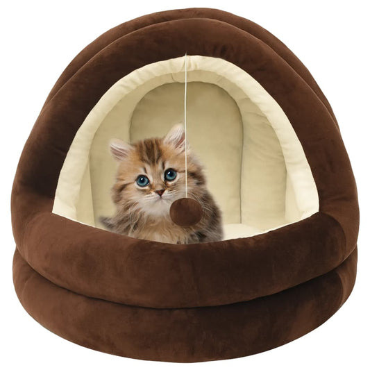 Cat Bed 40x40x35 cm Brown and Cream