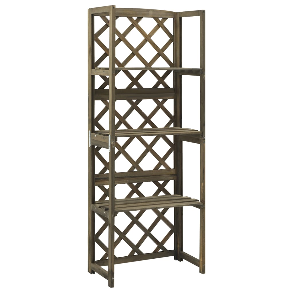 Trellis with Shelves Grey 55x30x140 cm Solid Fir Wood