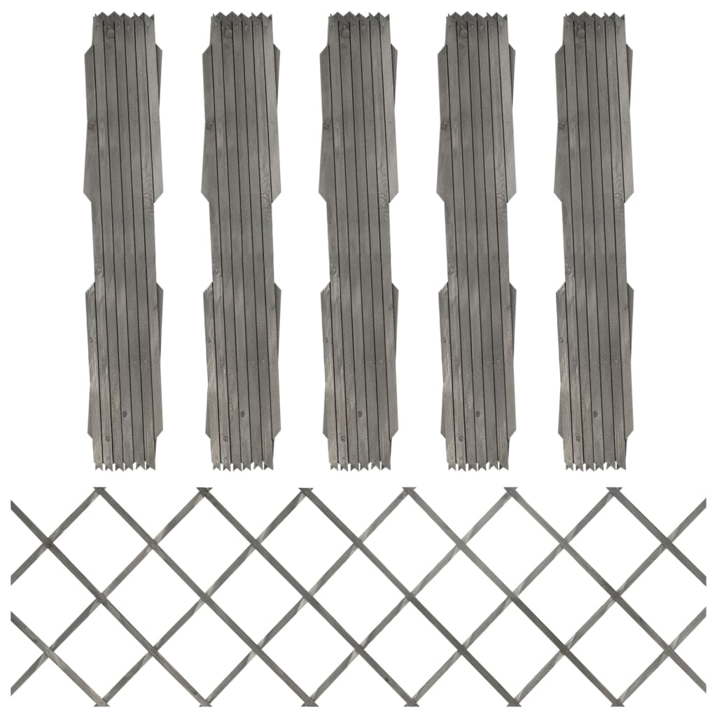 Trellis Fences 5 pcs Grey Solid Firwood 180x60 cm