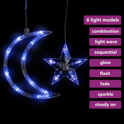 Star and Moon Fairy Lights Remote Control 345 LED Blue