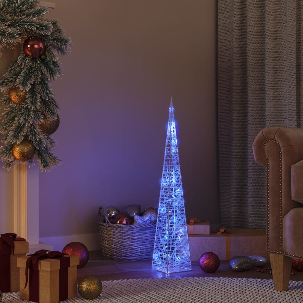 Acrylic Decorative LED Light Cone Blue 60 cm