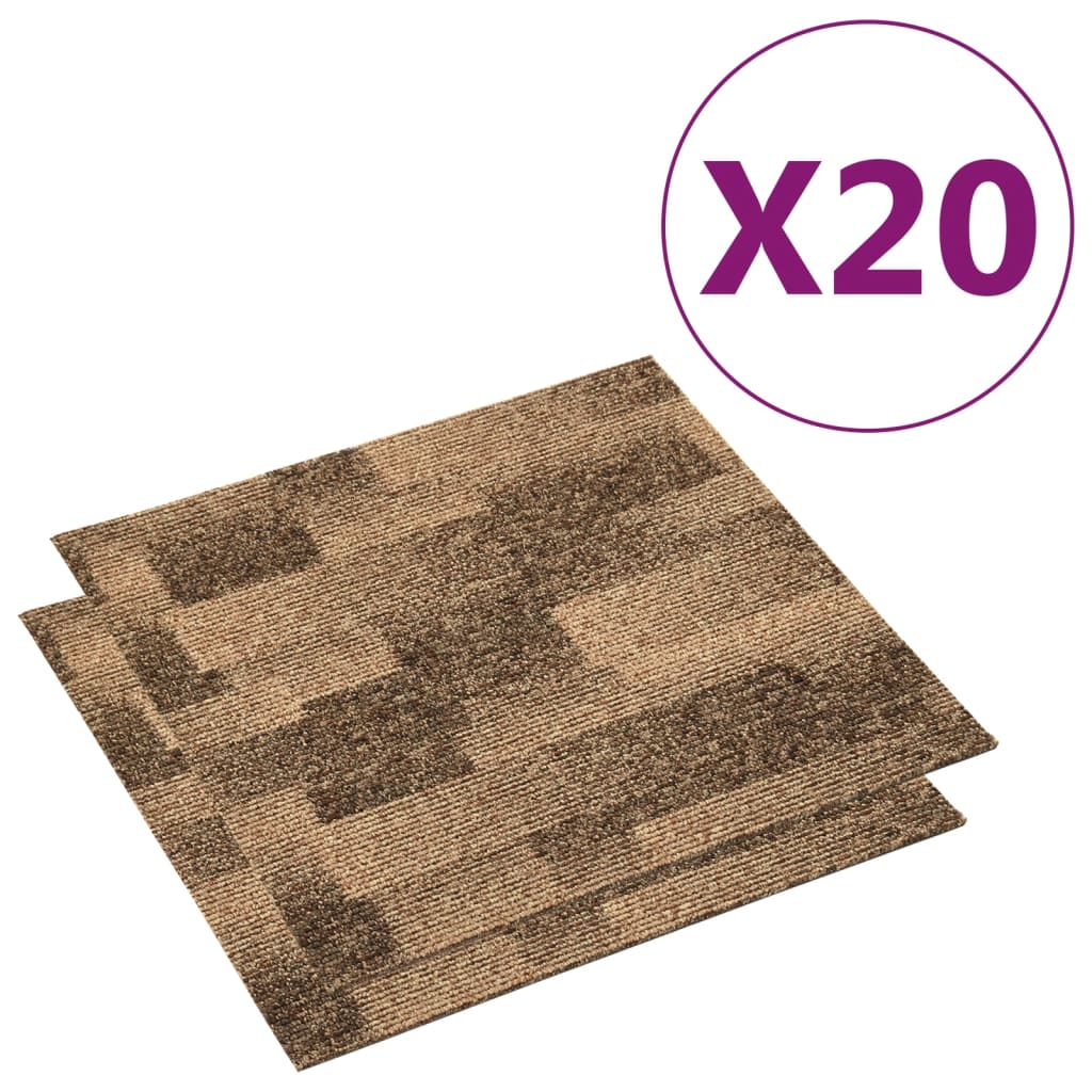 Floor Carpet Tiles 20 pcs 5 m² Brown