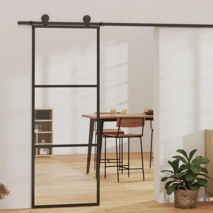 Sliding Door ESG Glass and Aluminium 76x205 cm Black