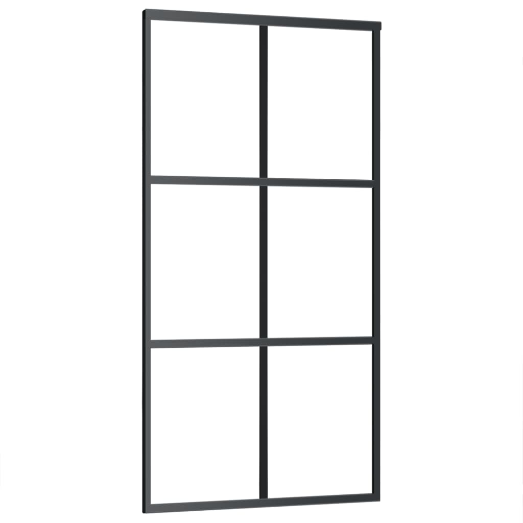 Sliding Door ESG Glass and Aluminium 102x205 cm Black