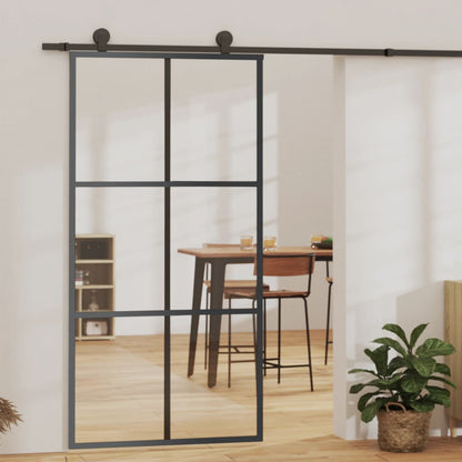 Sliding Door ESG Glass and Aluminium 102x205 cm Black