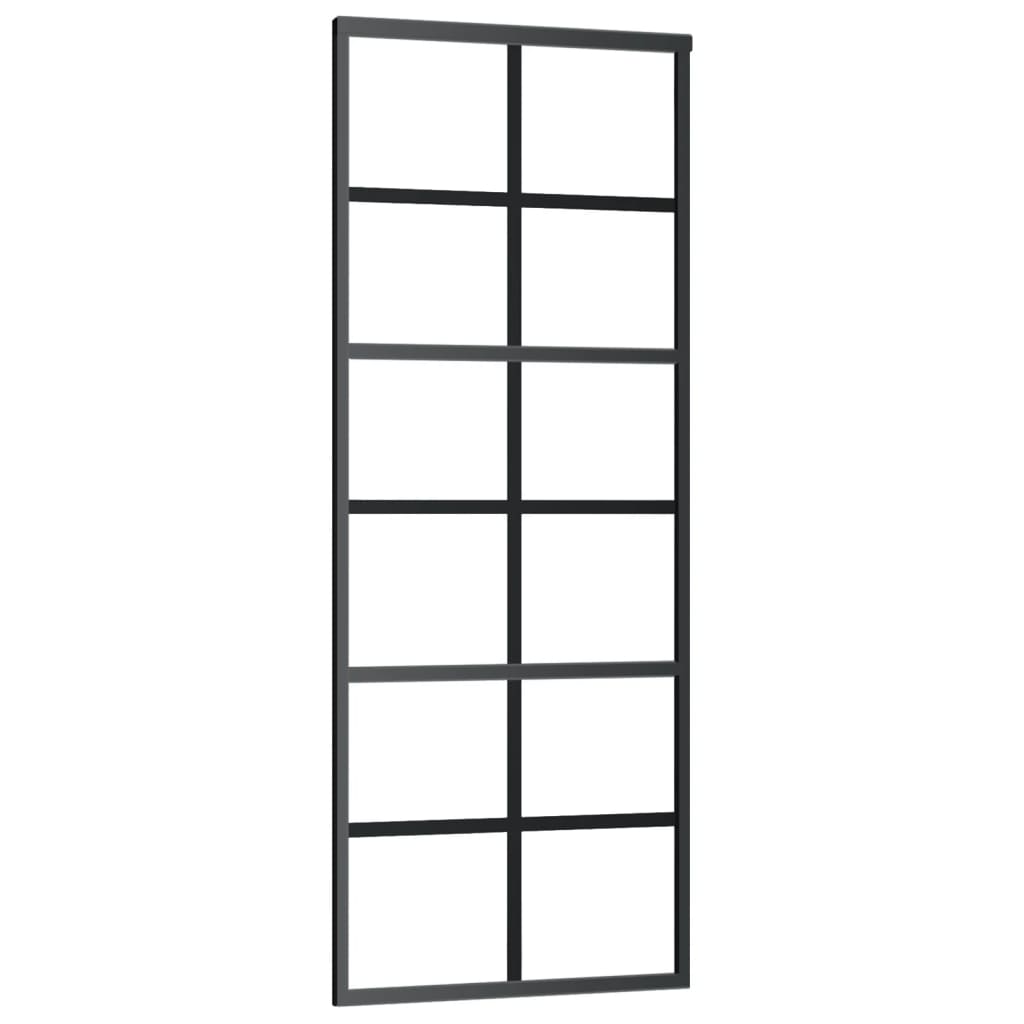 Sliding Door ESG Glass and Aluminium 76x205 cm Black